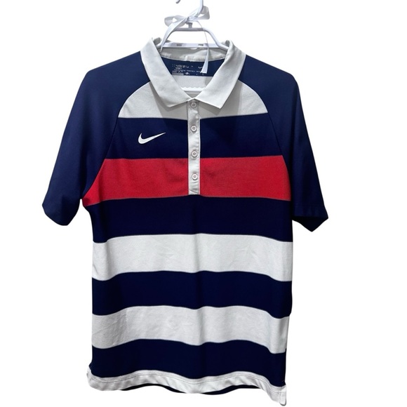 Nike Other - Nike golf polo multicolour men’s XL collared striped navy blue white red DriFit